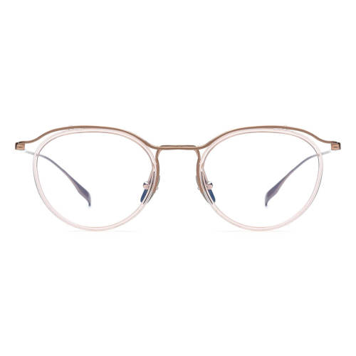 Large Eyeglass Frames LE0689 – Hypoallergenic Titanium Design with Clear and RoseGold Accents