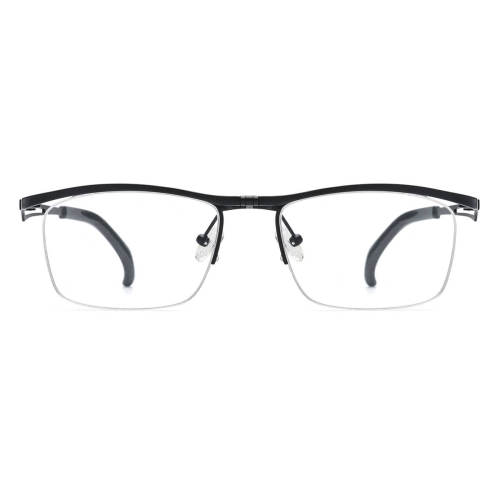 Black Eyeglass Frames LE0534 – Hypoallergenic Titanium Browline Design with Flip-Up Feature