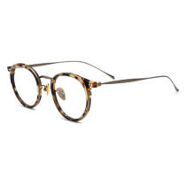Round Glasses Frames LE0540 – Hypoallergenic Titanium Design with TortoiseShell and Gunmetal Accents