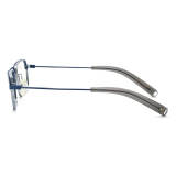 Titanium Reading Glasses LE0687 – Blue & Silver Browline Design