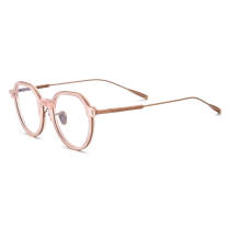 Clear Pink Glasses Frames LE0697 – Hypoallergenic Titanium Geometric Design