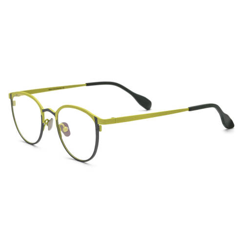 Yellow Glasses LE0612 – Hypoallergenic Frosted Yellow & Black Round Titanium Design