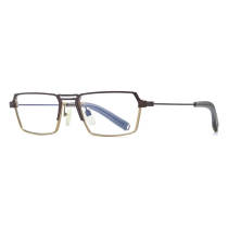 Brown Eyeglasses LE0687 – Titanium Browline Design with Gold Accents