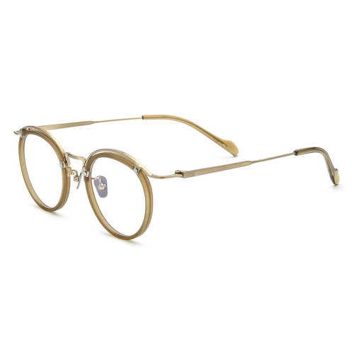 Gold Circle Glasses LE0679 – Hypoallergenic Titanium Round Design with IP Plating
