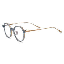 Big Clear Glasses LE0697 – Hypoallergenic Titanium Geometric Design in Clear Gray