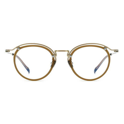 Gold Circle Glasses LE0679 – Hypoallergenic Titanium Round Design with IP Plating