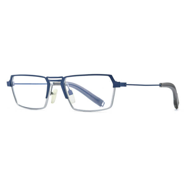 Titanium Reading Glasses LE0687 – Hypoallergenic Blue & Silver Browline Design