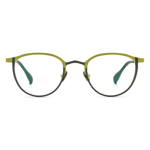 Yellow Glasses LE0612 – Hypoallergenic Frosted Yellow & Black Round Titanium Design