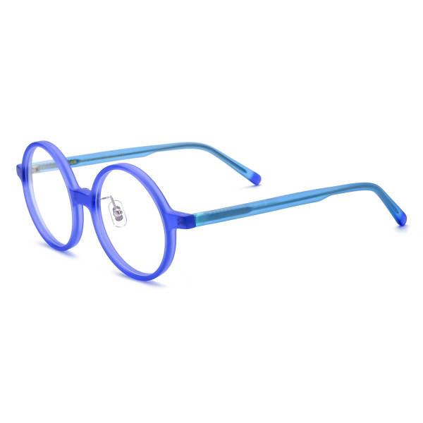 Round Glasses for Men LE0724 – Hypoallergenic Matte Blue Acetate Design