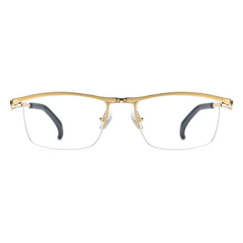 Oversized Glasses LE0534 – Hypoallergenic Gold Titanium Browline Flip-Up Design
