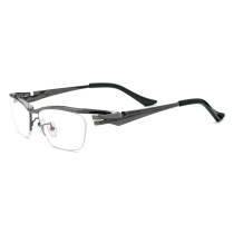 Oversize Browline Glasses LE0580 – Hypoallergenic Gunmetal Titanium Design with Adjustable Nose Pads
