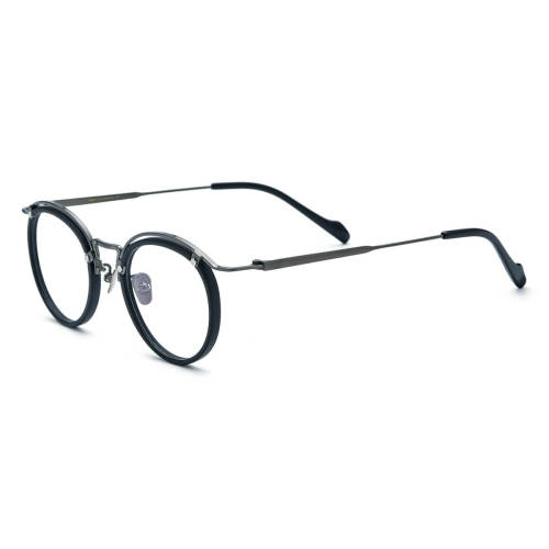 Black Circle Glasses LE0679 – Hypoallergenic Titanium Round Design with IP Plating
