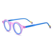 Clear Pink Glasses LE0727 – Matte Pink Round Acetate Frames for Sensitive Skin