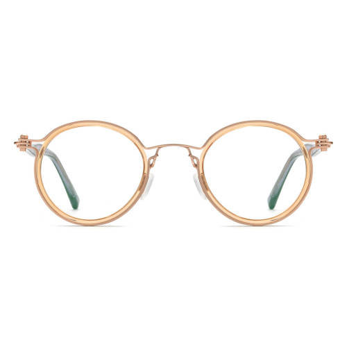 Round Eyeglasses LE0518 – Hypoallergenic Metal Design with Gold Frame & Purple Temples