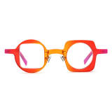 Orange Eyeglasses LE0650 – Hypoallergenic Acetate Geometric Design with Orange & Red Gradient