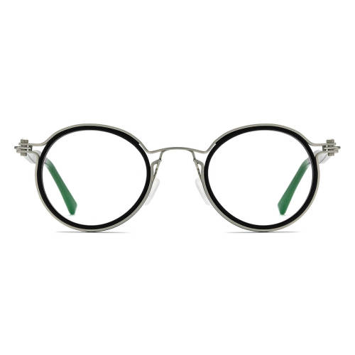 Silver Eyeglasses LE0518 – Hypoallergenic Metal Round Design with Silver Frame & Black Temples