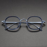 Geometric Eyeglass Frames LE1024 – TortoiseShell & Blue Titanium Glasses