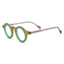 Round Frame Prescription Glasses LE0727 – Hypoallergenic Matte Green Design