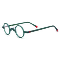 Round Prescription Eyeglass Frames LE0726 – Frosted Transparent Green Acetate Glasses