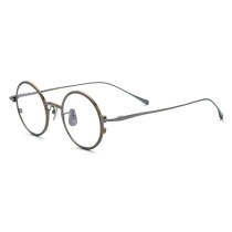 Brown Round Glasses LE0699 – Hypoallergenic Titanium Design in Brown & Gunmetal