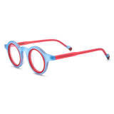Olet Optical blue glasses frames LE0727 with hypoallergenic frosted clear blue frame and colorful temples, lightweight and durable design.

