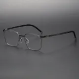 Titanium Frame Glasses LE1079 - Clear Gray and Black Square Glasses