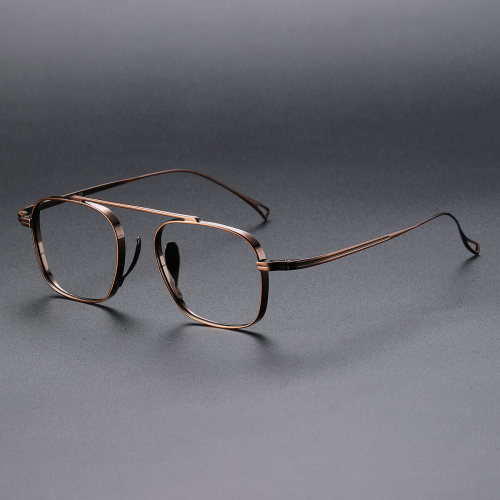 Large Bronze Aviator Glasses - LE1004, Hypoallergenic Titanium Frame