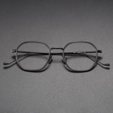 Titanium Eyeglass Frames LE1069 – Clear Gray & Black Geometric Glasses