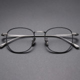 Square Glasses for Men LE1082 - Sleek Black & Gunmetal Titanium Frames
