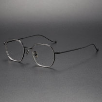 Titanium Eyeglass Frames LE1069 – Clear Gray & Black Geometric Glasses