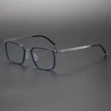 Blue Eyeglasses LE1079 - Clear Blue and Silver Titanium Square Glasses