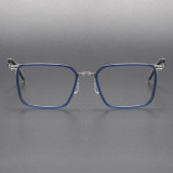 Blue Eyeglasses LE1079 - Clear Blue and Silver Titanium Square Glasses