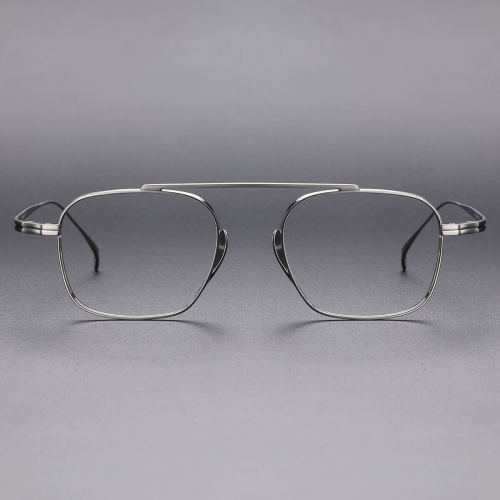 Silver Eyeglasses LE1004 - Large Titanium Aviator Frames, Hypoallergenic Design