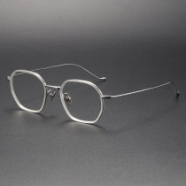 Clear Eye Glasses LE1069 – Clear & Silver Titanium Geometric Frames