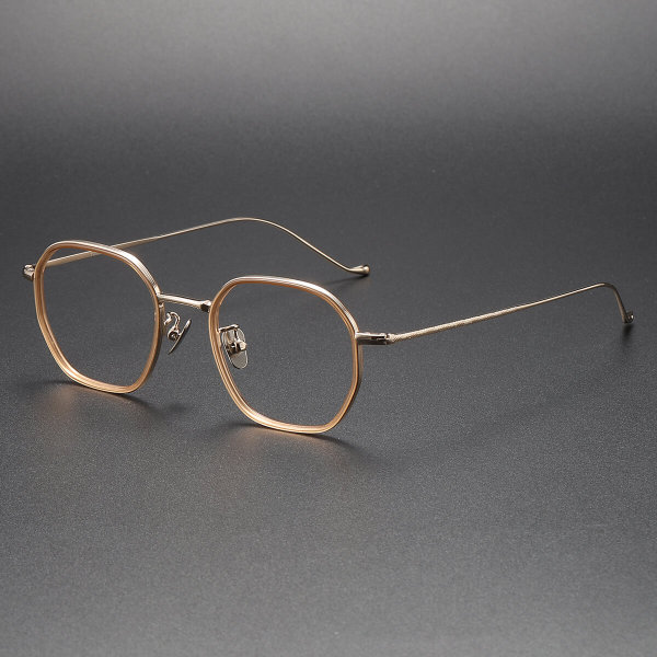 Geometric Prescription Glasses LE1069 – TortoiseShell & Gold Titanium Frames