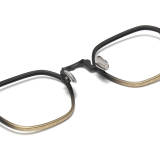 Black Frame Glasses for Women LE1047 - Elegant Black & Gold Titanium Square Glasses