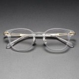 Clear Reading Glasses LE1083 - Clear & Gold Round Acetate Frames