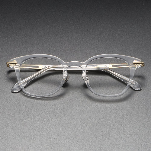 Clear Reading Glasses LE1083 - Clear & Gold Round Acetate Frames