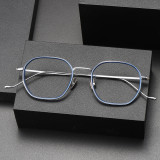 Blue Frame Glasses LE1069 – Geometric Clear Blue & Silver Titanium Frames
