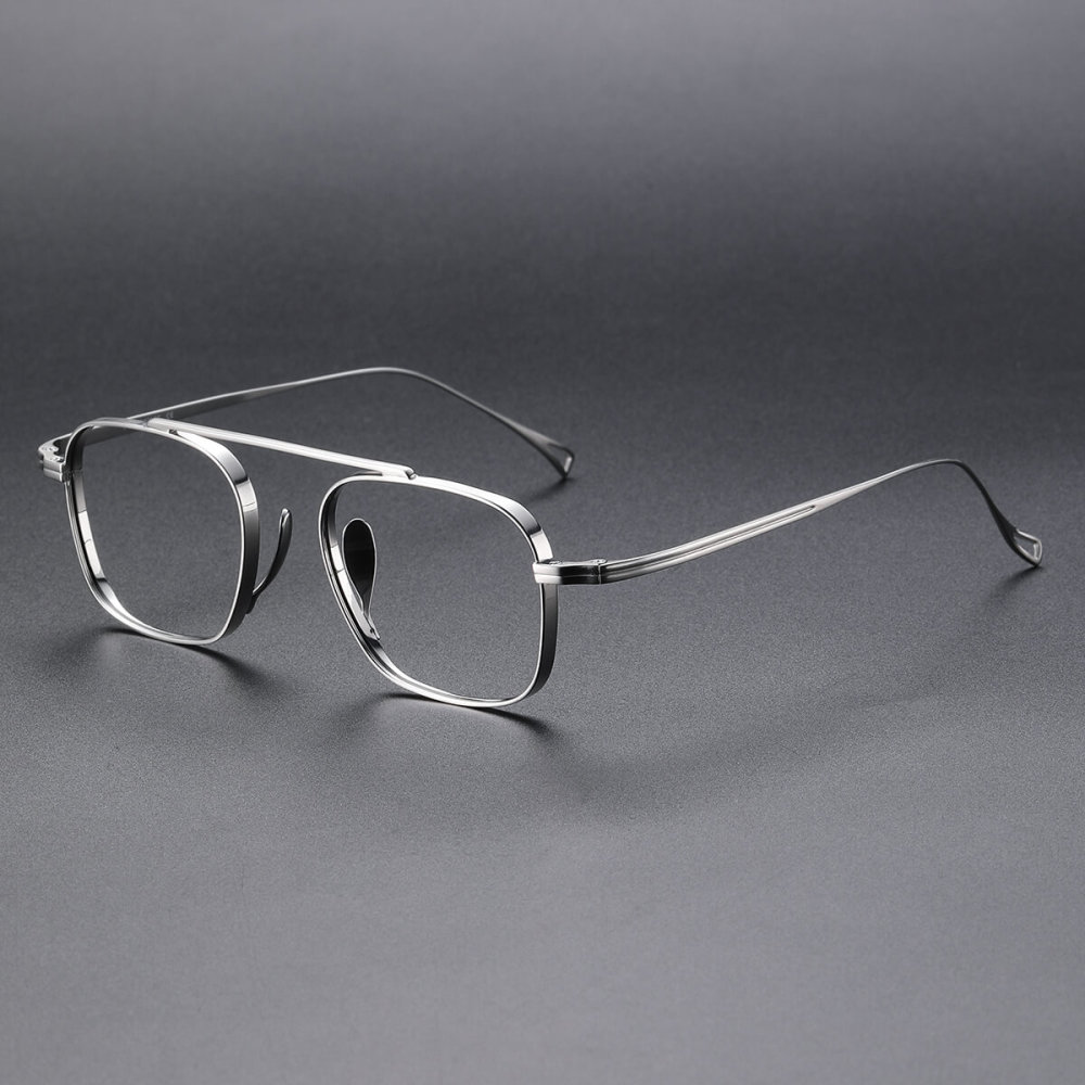 Silver Aviator Glasses LE1004 - Large Titanium Frame display picture 1