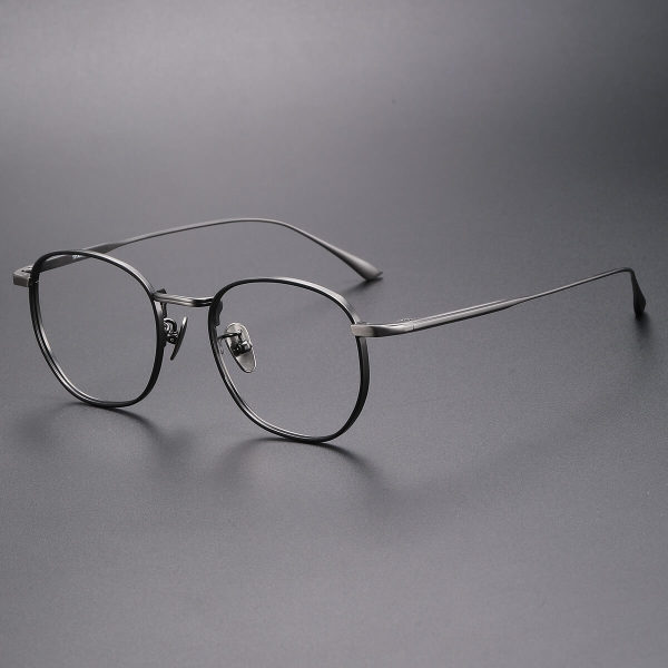 Square Glasses for Men LE1082 - Sleek Black & Gunmetal Titanium Frames