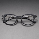 Thick Black Frame Glasses LE1083 - Clear Gray & Gunmetal, Acetate Round Glasses