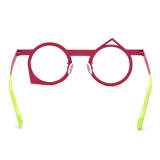 Round Glasses for Women - Stylish Blue & Pink Titanium Glasses with Unique Triangular Accents, LE3015