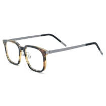 Horn Rim Glasses: LE0654 Brown Square Titanium Frame for Superior Style