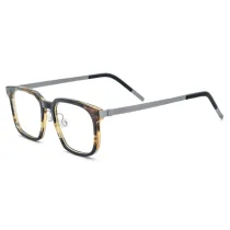 Horn Rim Glasses: LE0654 Brown Square Titanium Frame for Superior Style