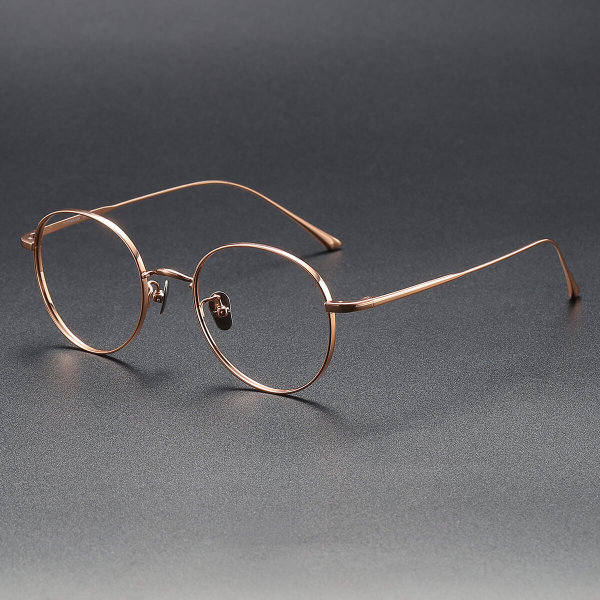 Round Titanium Glasses LE1119_Rose Gold