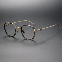 Square Titanium Glasses LE1122_Black & Gold