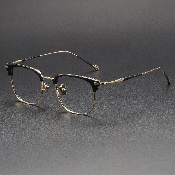 Browline Titanium Glasses LE1111_Black & Gold