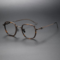 Square Titanium Glasses LE1122_Tortoise & Bronze