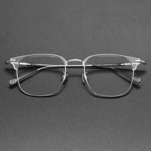 Browline Titanium Glasses LE1111_Clear & Silver